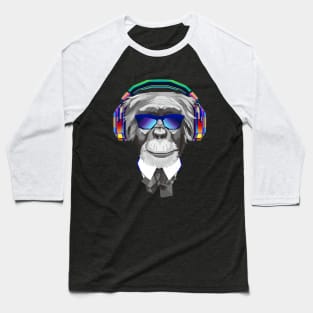 cool monkey with headphone Baseball T-Shirt